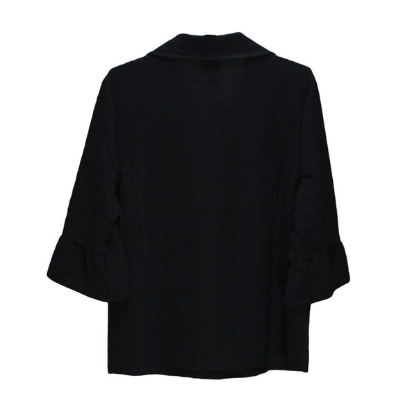 JM Collection Textured Bell-Sleeve Jacket Deep Black PM - Picture 3 of 3